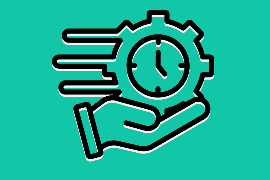 icon image showing a hand holding a clock/gear indicating speed