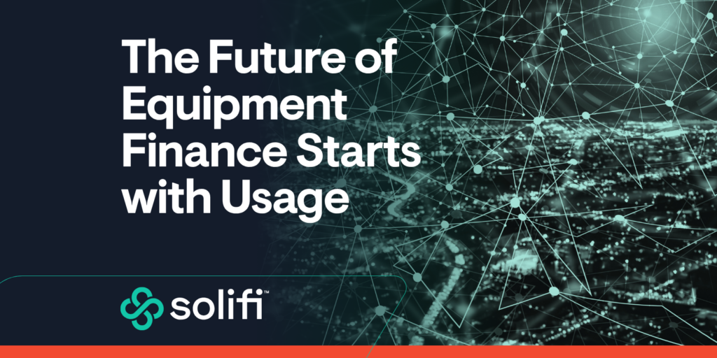 Abstract platform interface showing asset usage, meter data, billing logic and portfolio visibility for usage-based equipment finance.
