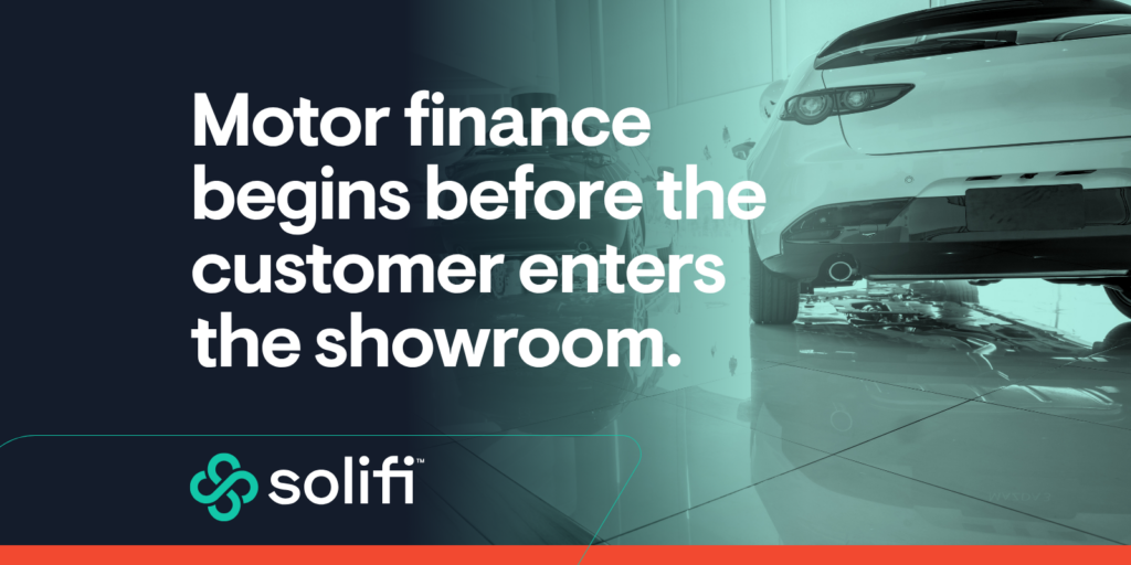 Motor finance begins before the customer enters the showroom — vehicles displayed in a dealership