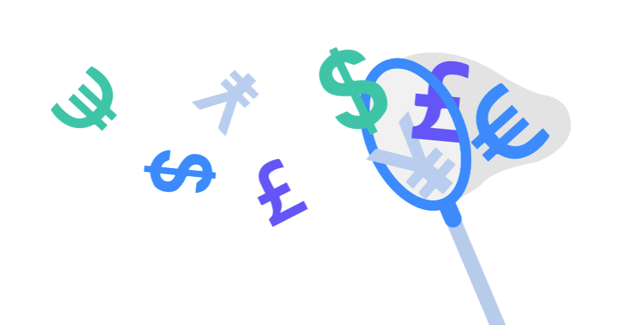 A net catching different currencies