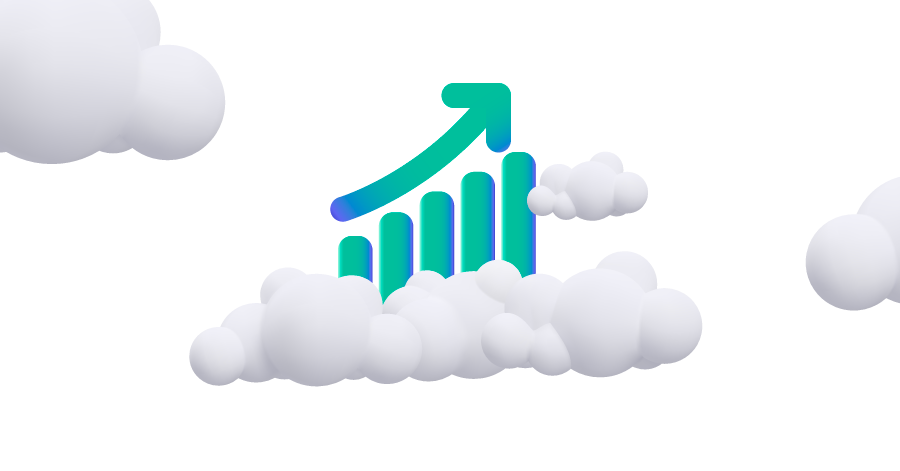 Graph on an upwards trajectory, in the clouds.